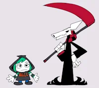 Weird ghost and weird grim reaper dog.